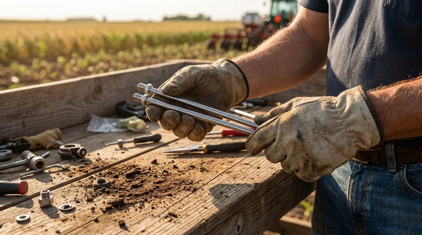TDR mérőrúd-pár 12,2 cm (4,8") – TDR 350, TDR 250 és TDR 150 műszerekhez – használat közben, AI-generált kép