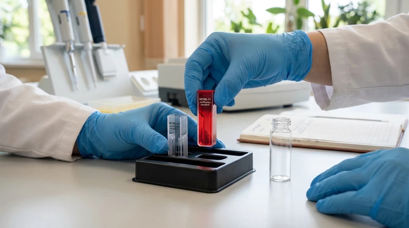 HI700-11 ellenőrző készlet – HI700 műszerhez – használat közben, AI-generált kép