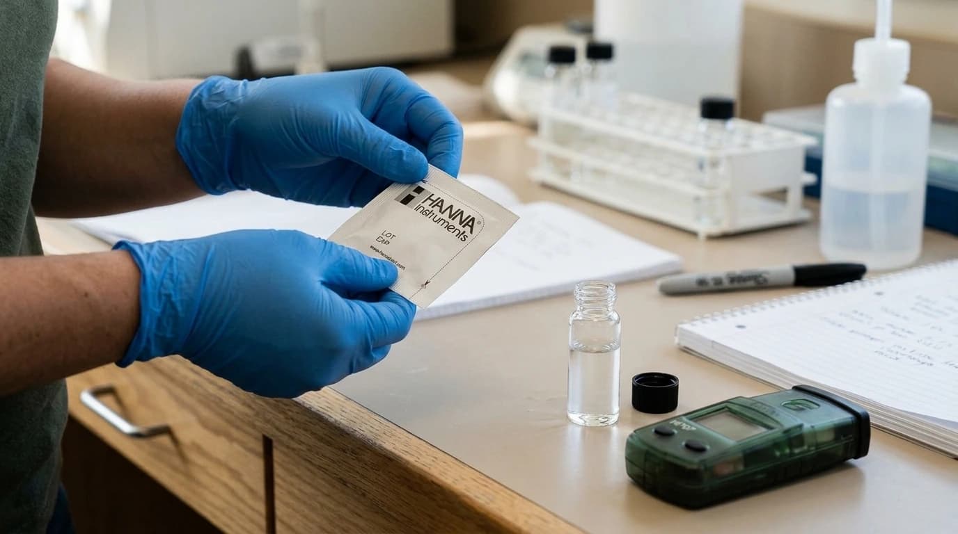 HI707-25 nitrit reagens (alacsony tartomány) – HI707 műszerhez – használat közben, AI-generált kép