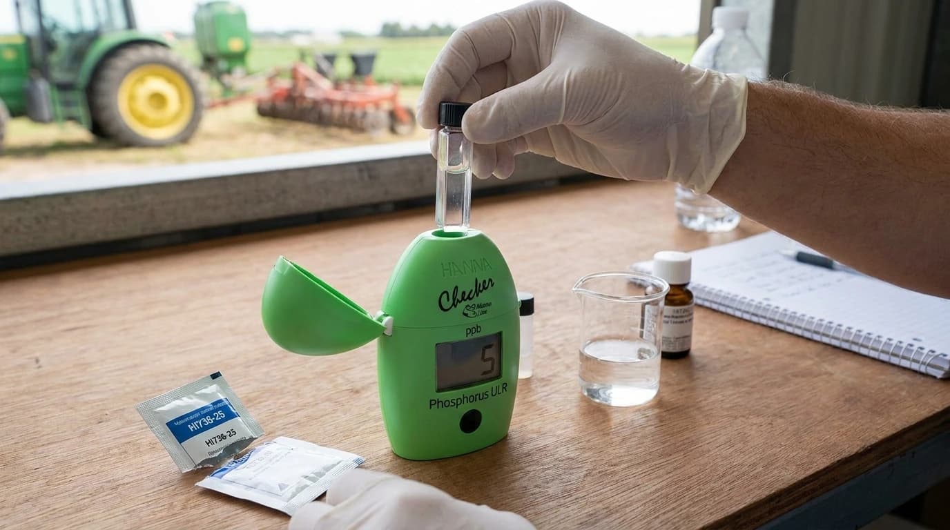 HI736 Checker HC kolorimeter – foszfor ultra alacsony mérése – használat közben, AI-generált kép